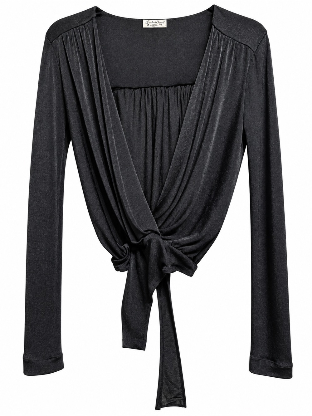 Free People Black Tie Front Long Sleeve Bodysuit XS NWOT